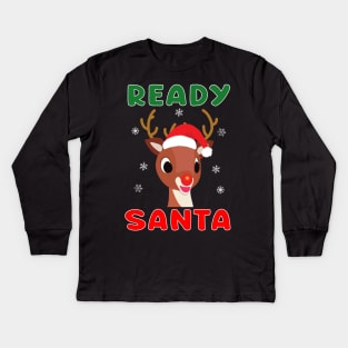 Rudolph Red Nose Reindeer Christmas Snowflakes Kids Gift Kids Long Sleeve T-Shirt